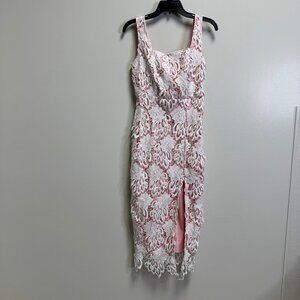 Just Me small dress white lace and pink underlay
